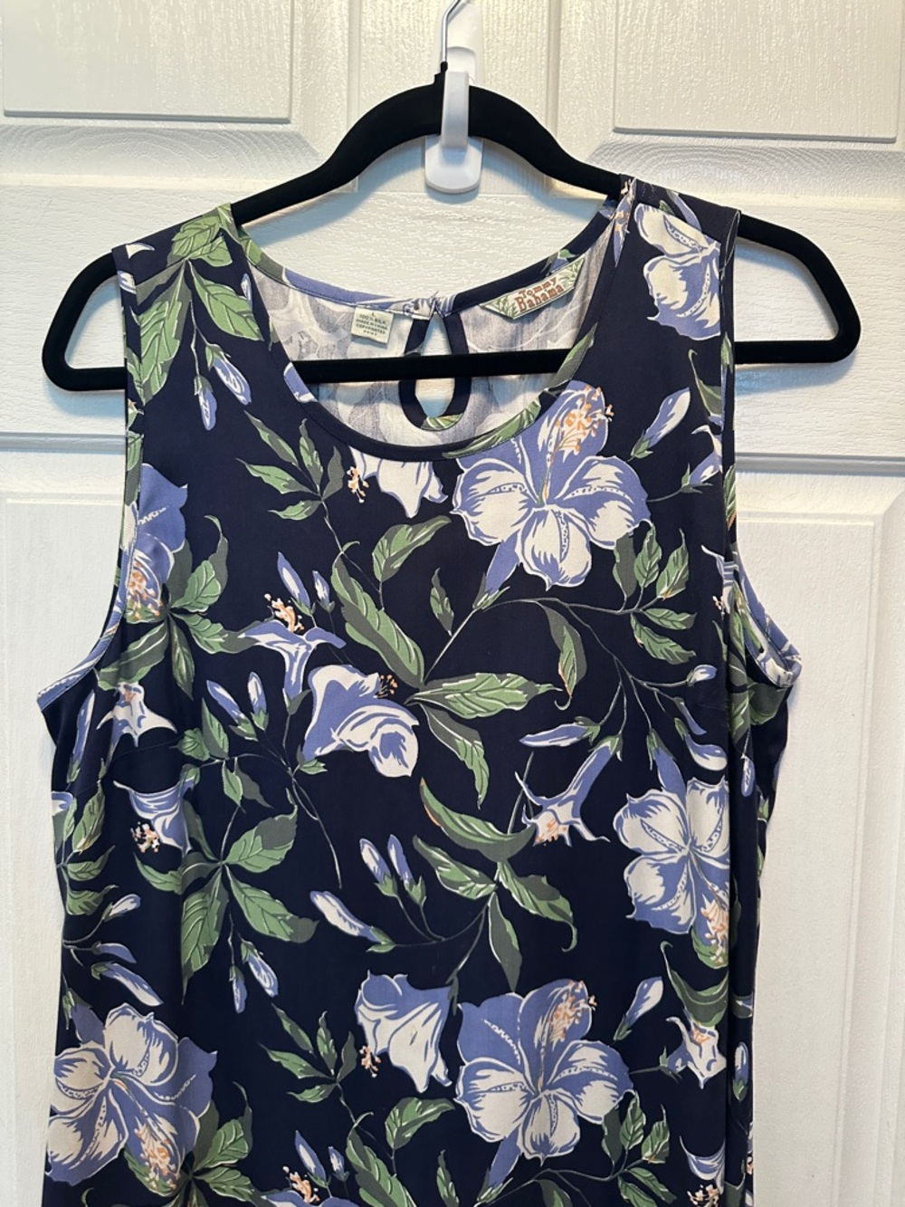 Tommy Bahama 100% Silk Navy Floral Sleeveless Maxi Dress Size Large - Picture 5 of 6